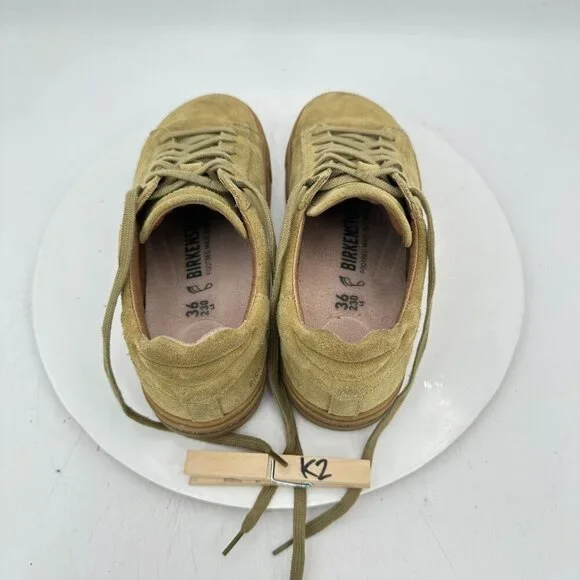Birkenstock Bend Low Women Size 5 Mustard Suede Gum Sole Lace Up Low Top Shoes - Picture 9 of 11